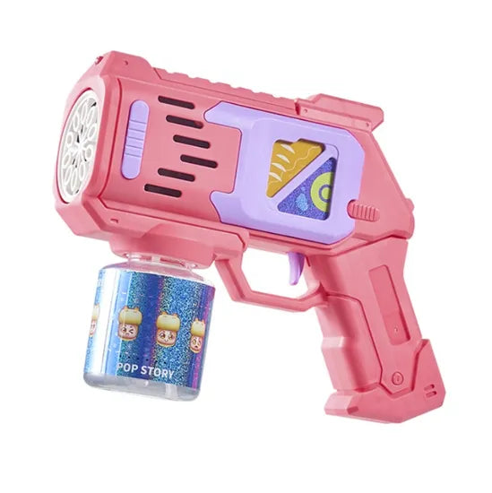 10 Holes Light-up Electric Bubble Machine Outdoor Games Shooting Guns with 100 Ml Soap Water