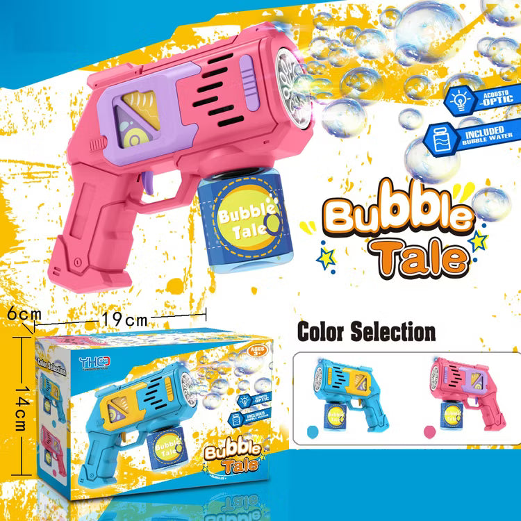 10 Holes Light-up Electric Bubble Machine Outdoor Games Shooting Guns with 100 Ml Soap Water
