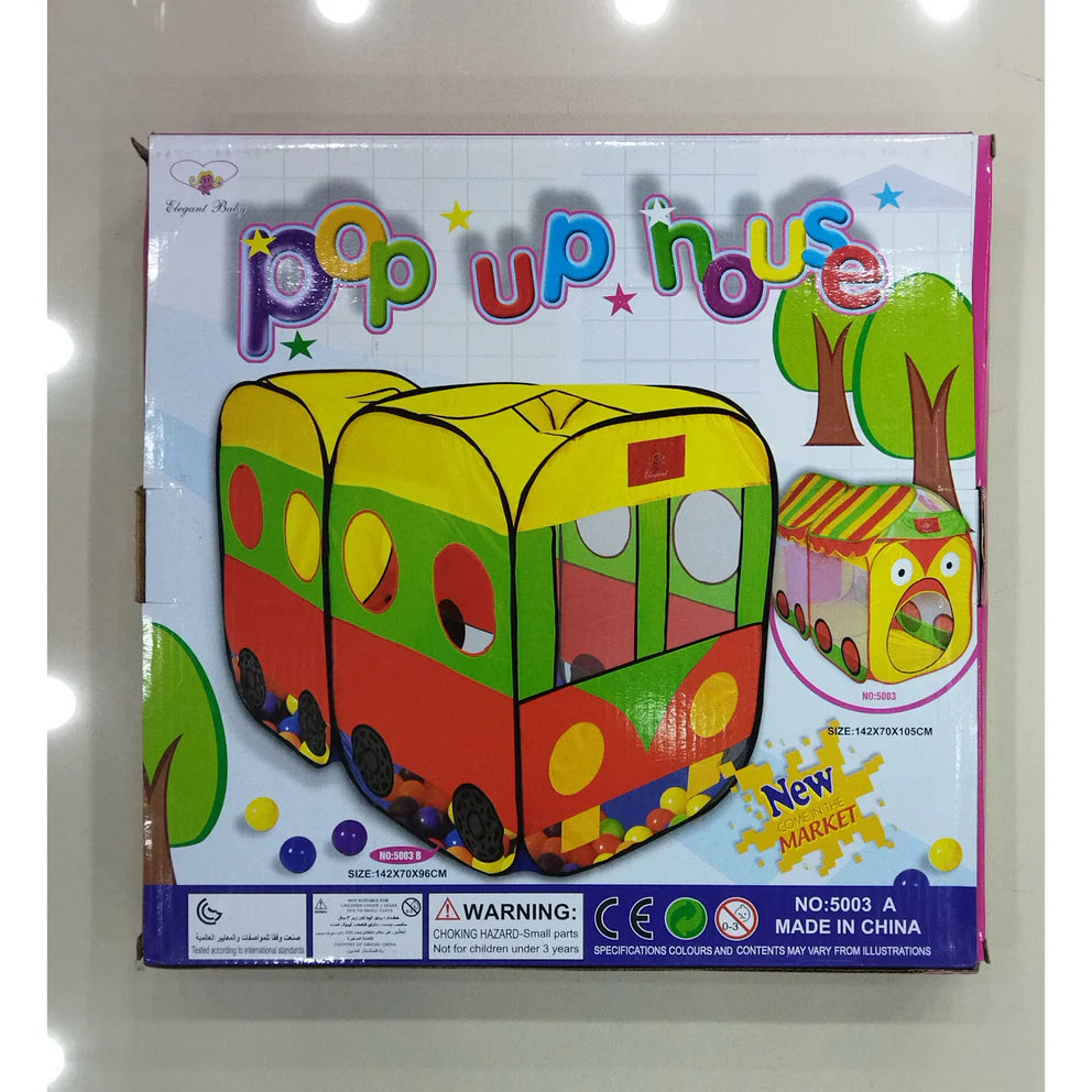 Double Size Pop Up Bus Themed Tent House For Kids
