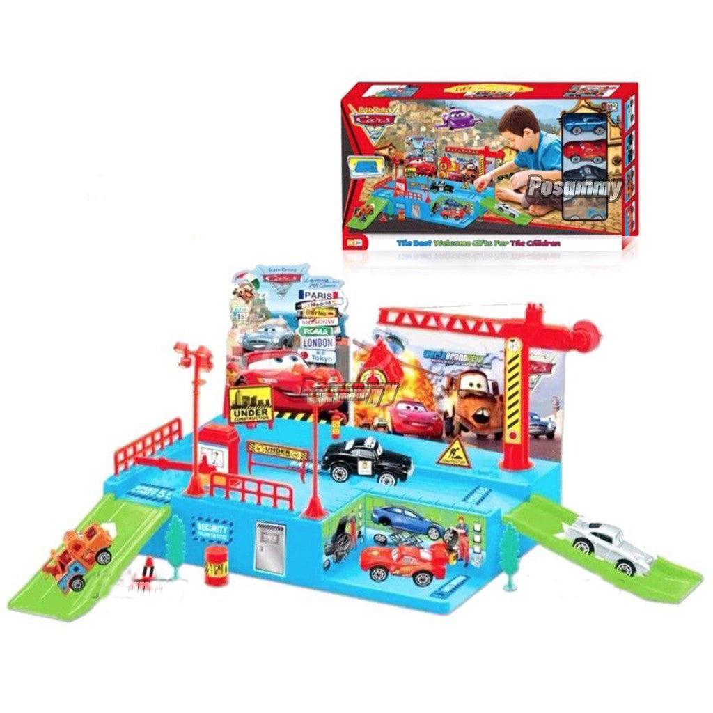 Racing Cars Track Lightening McQueen Garage Car Playground Toy Play Set