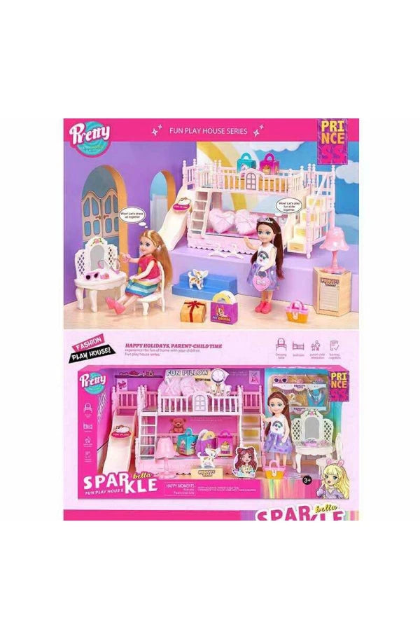 Doll height 14 cm, furniture, bed, table, accessories