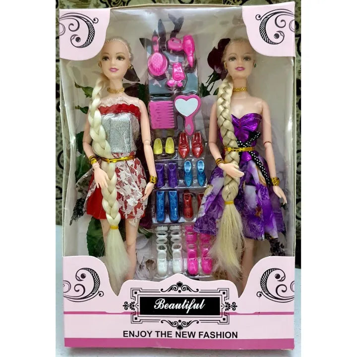 Beautiful Fashion Doll With Long Hairs And Makeup Accessories Collection Toy For Girls