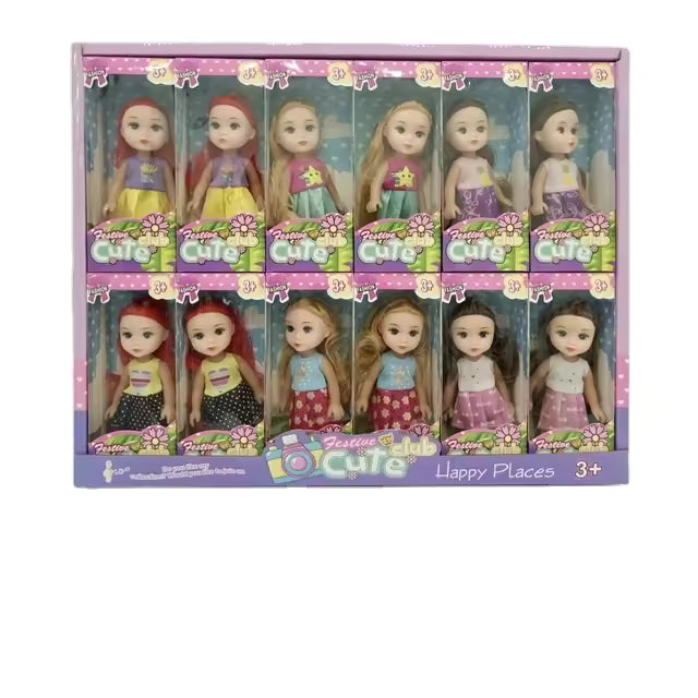 6-Inch Mini Fashion Doll Set – 12 PCS | 6 Assorted Styles | Display Box