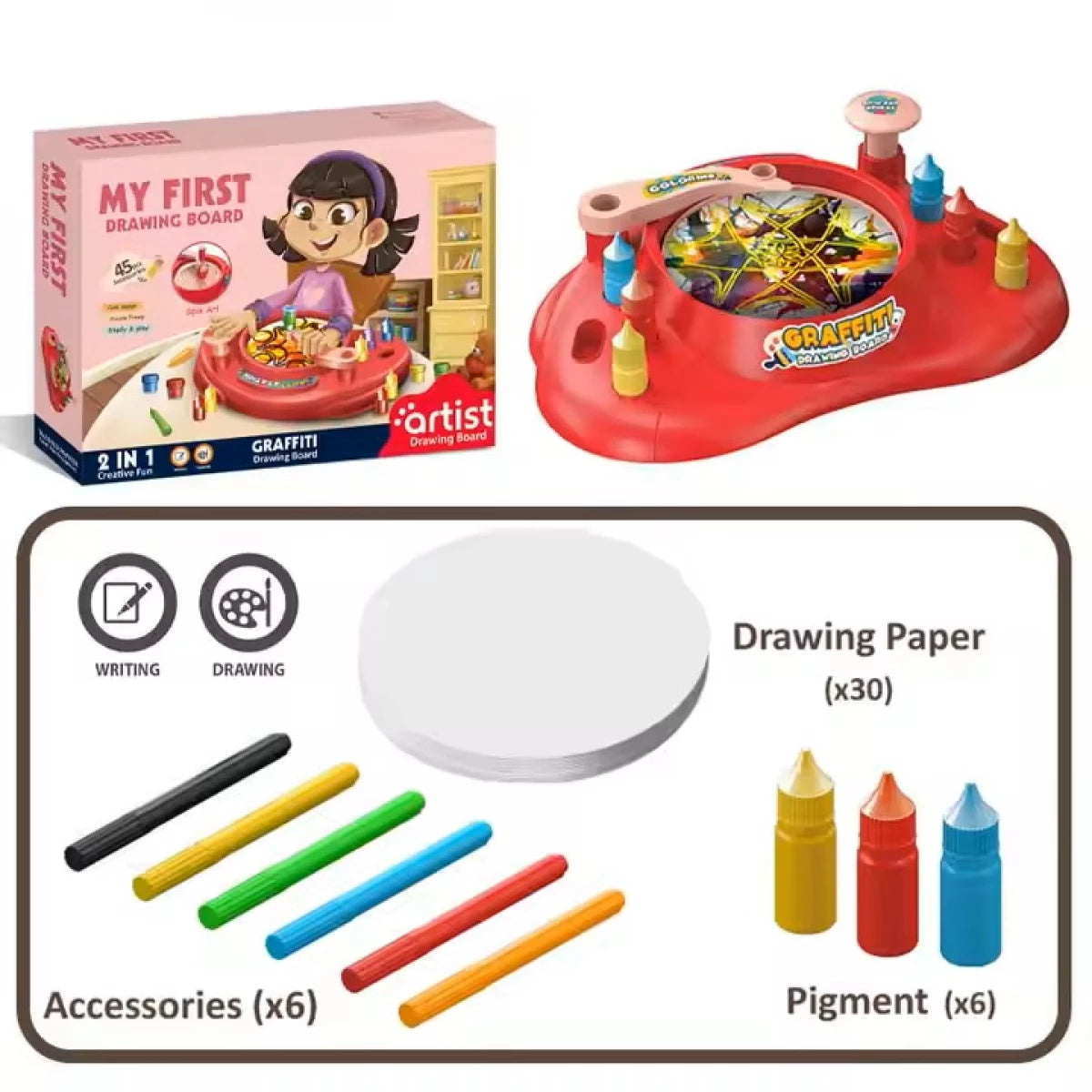 My First Drawing Board for Kids – Spin Art Painting Set