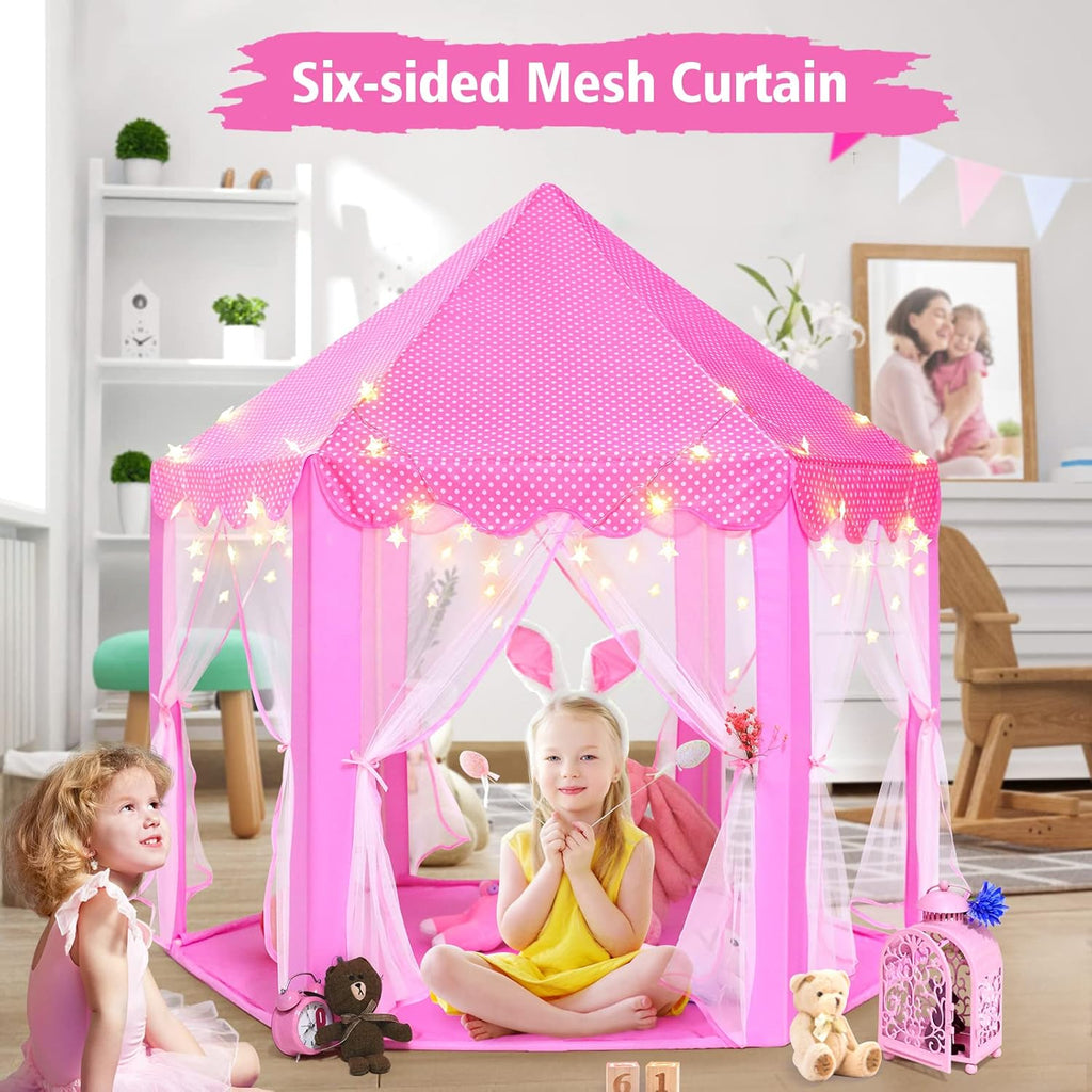 Kids Princess Castle Tent – Magical Fairy Pop-Up Playhouse for Girls | Indoor & Outdoor Play Tent House 125x98x130cm