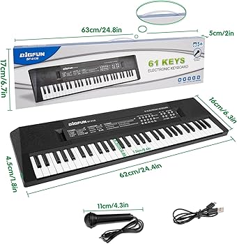 Big Fun 61 Keys Keyboard Piano , Piano for Kids With Microphone Portable Electronic Keyboards For Beginners