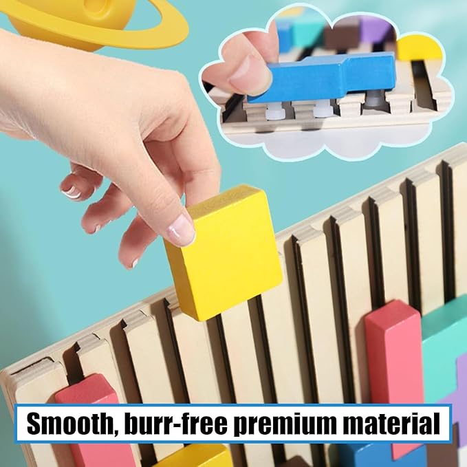 Wooden Stacking Puzzle Toy Tetris, 3D Wooden Puzzle Montessori Toy Art,