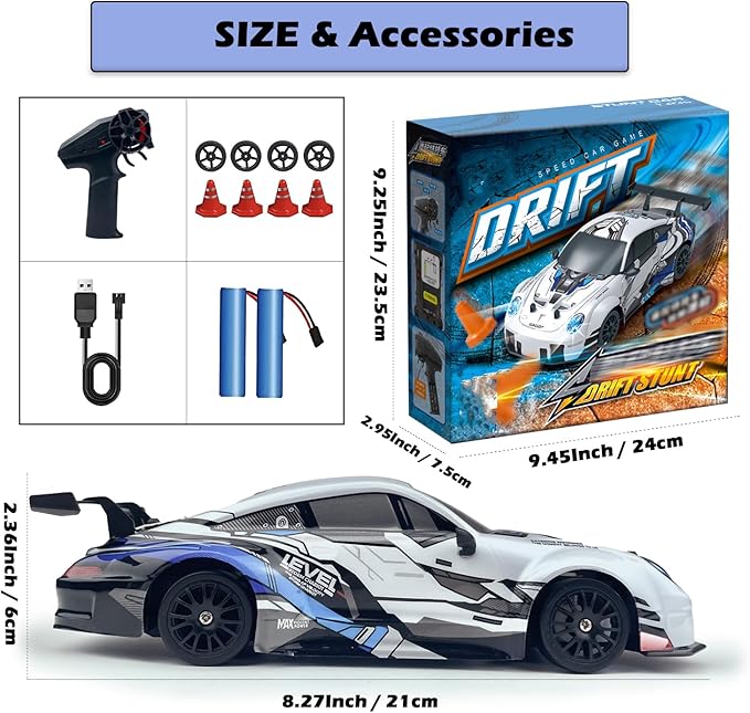 RC Drift Car with Racing & Drift Tires – 2.4GHz Remote Control Car