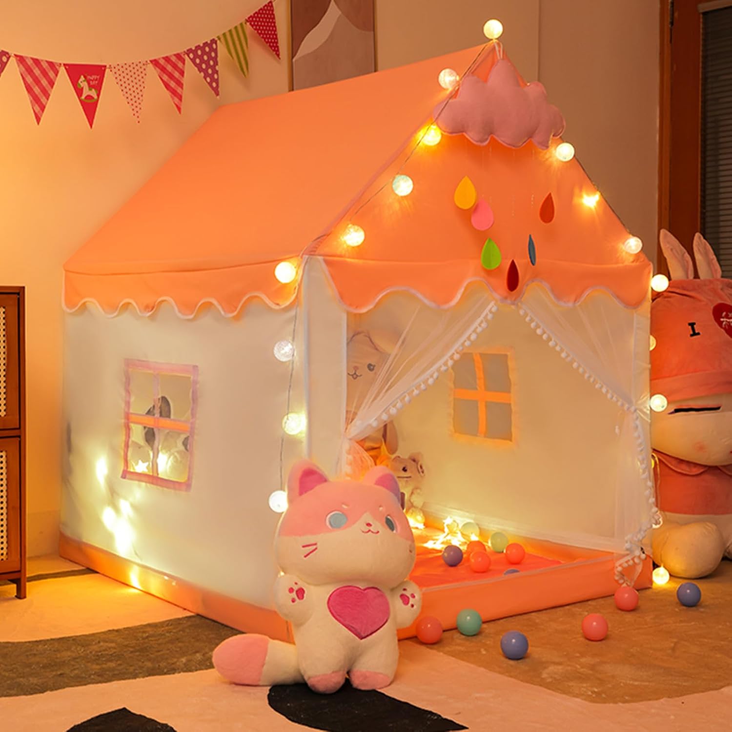 Kids Princess Castle Tent – Magical Fairy Pop-Up Playhouse for Girls | Indoor & Outdoor Play Tent House 125x98x130cm