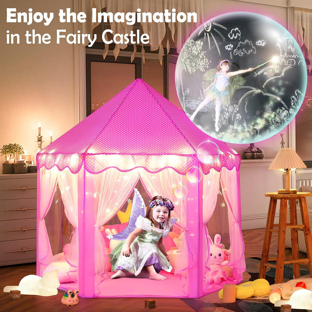 Kids Princess Castle Tent – Magical Fairy Pop-Up Playhouse for Girls | Indoor & Outdoor Play Tent House 125x98x130cm