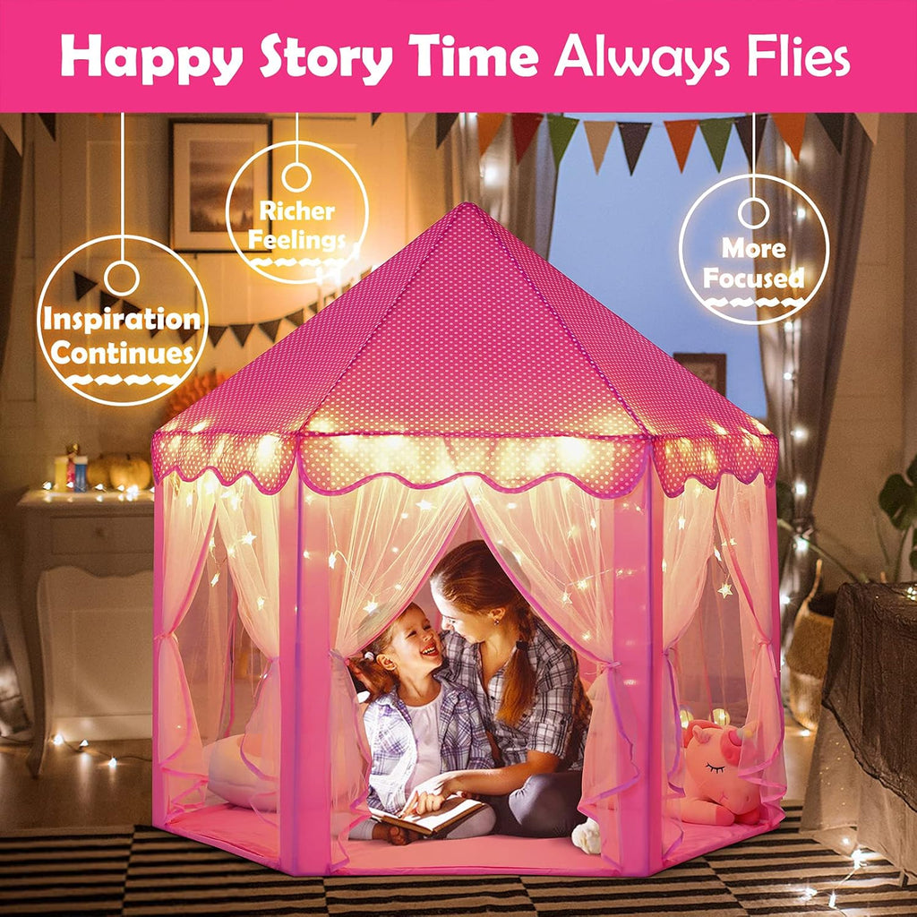 Kids Princess Castle Tent – Magical Fairy Pop-Up Playhouse for Girls | Indoor & Outdoor Play Tent House 125x98x130cm