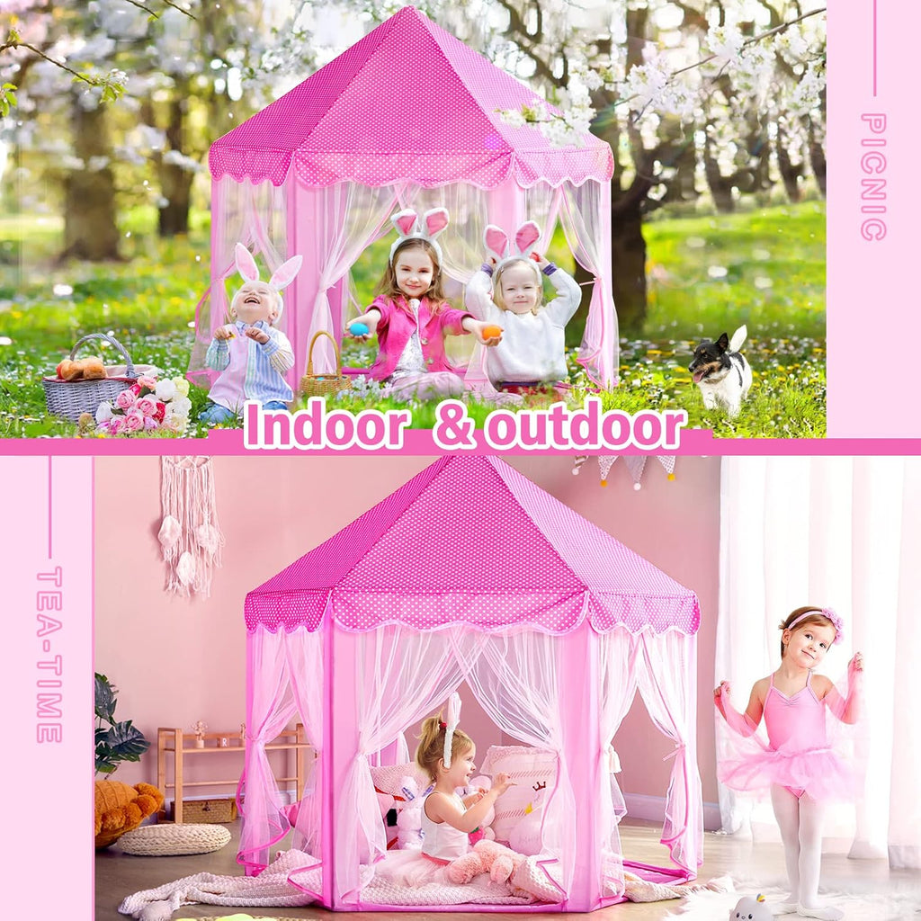 Kids Princess Castle Tent – Magical Fairy Pop-Up Playhouse for Girls | Indoor & Outdoor Play Tent House 125x98x130cm