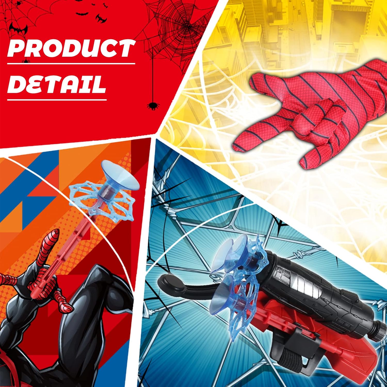 Spider-Man Web Shooter Glove Toy for Kids | Superhero Costume Launcher with Suction Webs