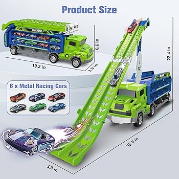 FRI Track Set with 6 Metal Cars – Fast Racing Track Playset (P.Box)