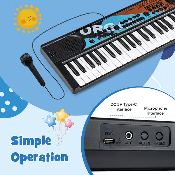 49 Keys Portable Electric Keyboard Piano with 8 Rhythms, 8 Tones & 10 Demos