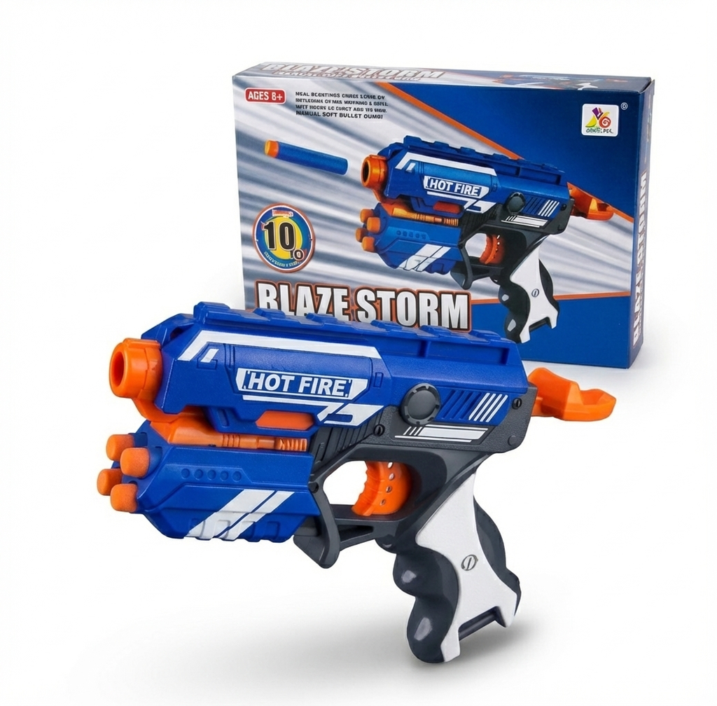 Blaze Storm Manual Soft Bullet Gun – 10 Foam Darts