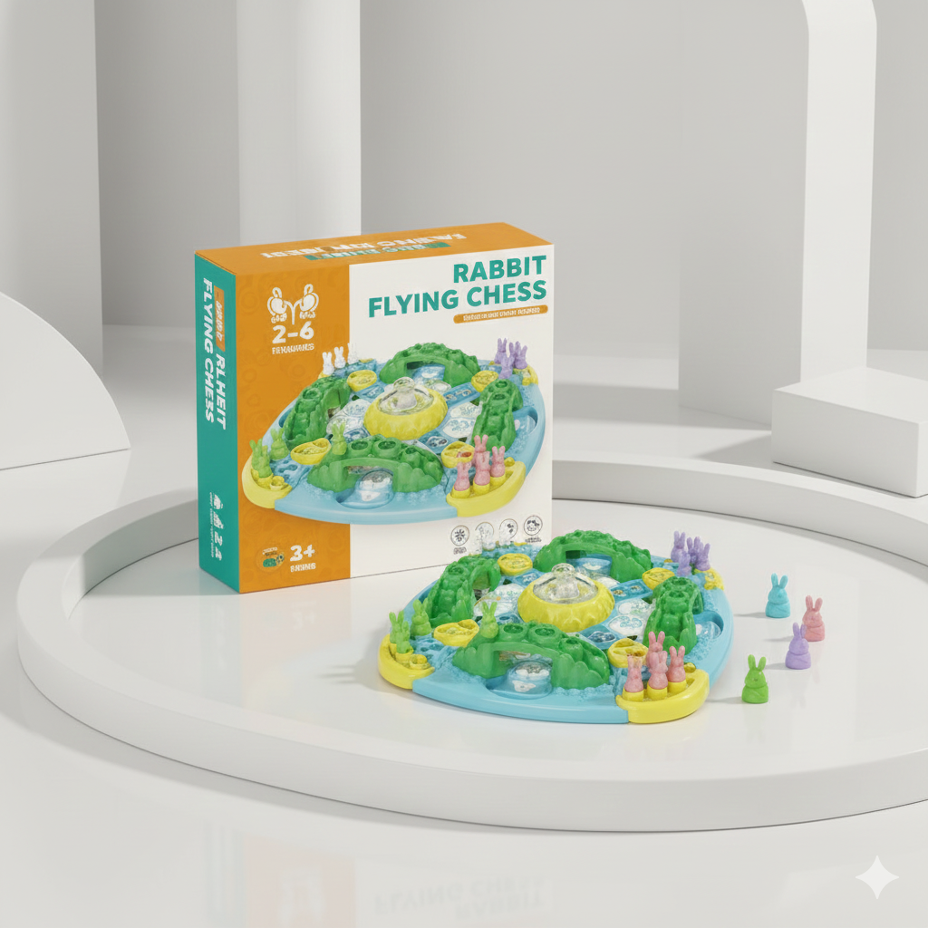 Family Interactive Strategy Game Rabbit Trap Adventure Board Game - with 4 Player Capacity Educational Brain Development Toy