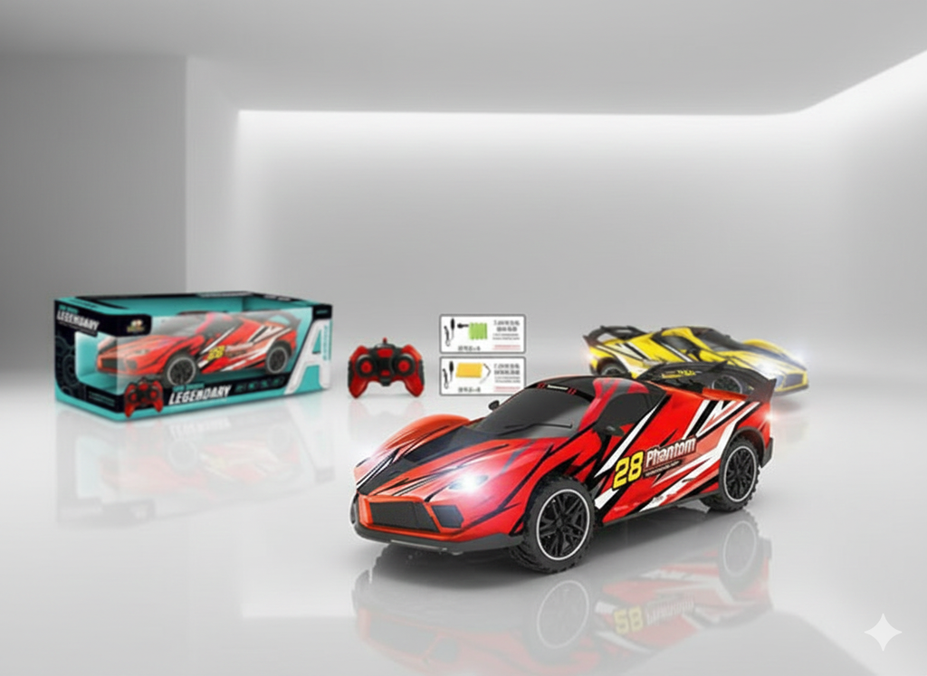 1:10 Scale RC Car – 4 Functions, 7.2V Nickel-Cadmium Battery + USB