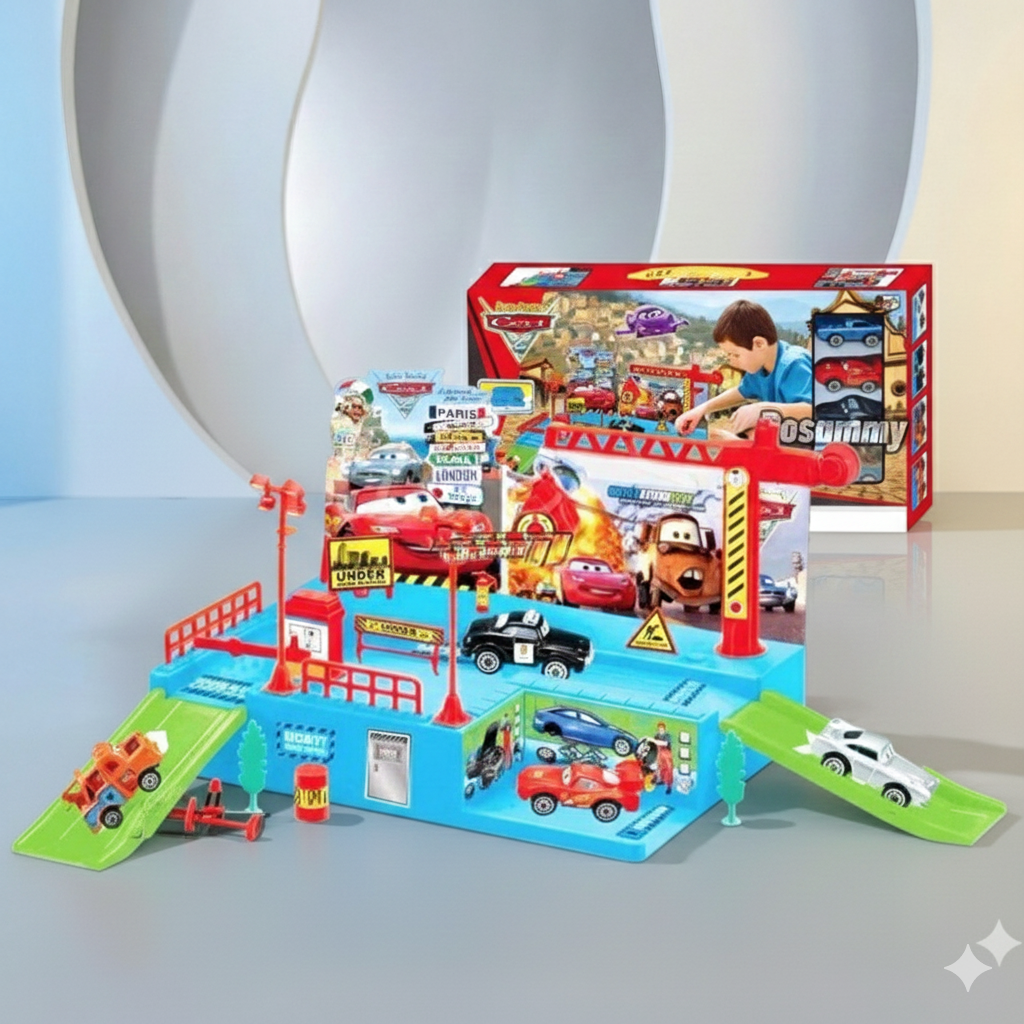 Racing Cars Track Lightening McQueen Garage Car Playground Toy Play Set