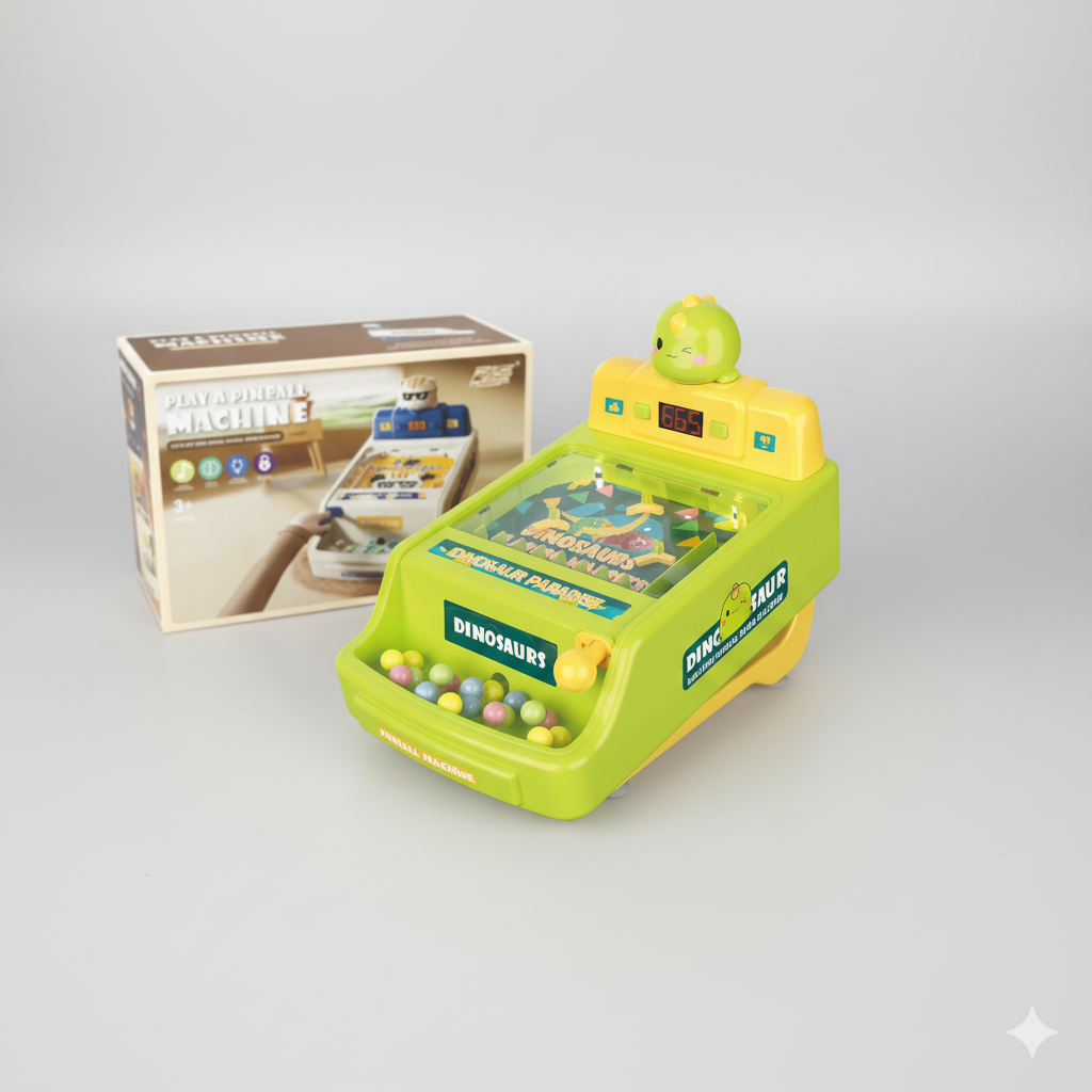 Kids Pinball Game Machine – With Light & Music | Dinosaur Theme | P.Box