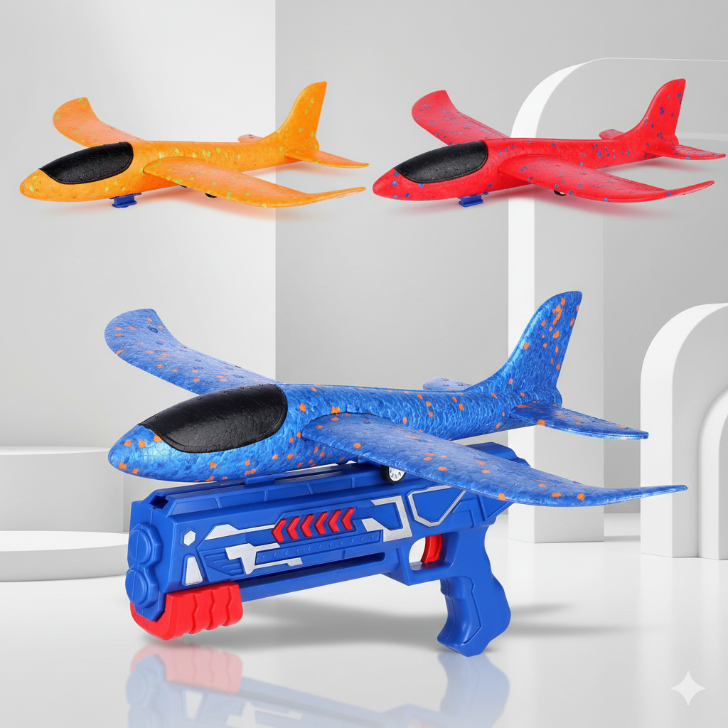 2-in-1 Airplane Launcher Toy Gun For Kids