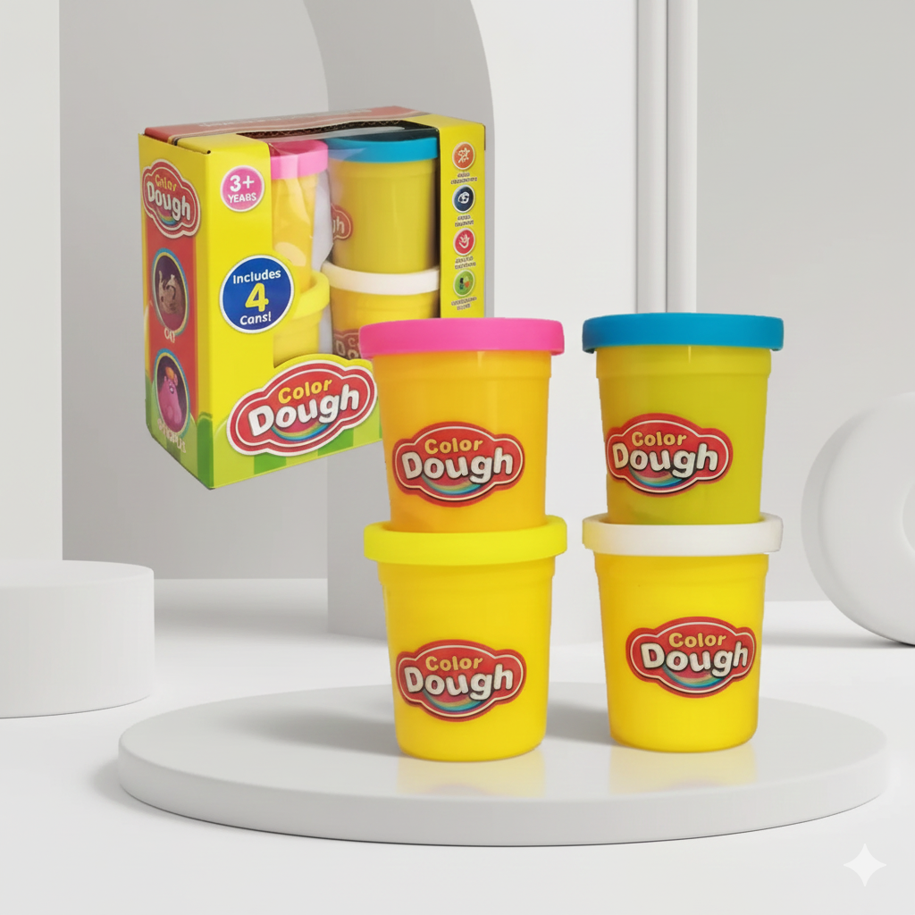 Colour Dough Clay 4pcs Multi-Colour Multi-Fun Pack