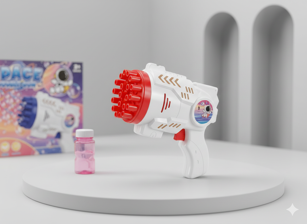 23-Hole Space Bubble Gun Toy – Multi-Bubble Blaster, 3 Colours Mixed
