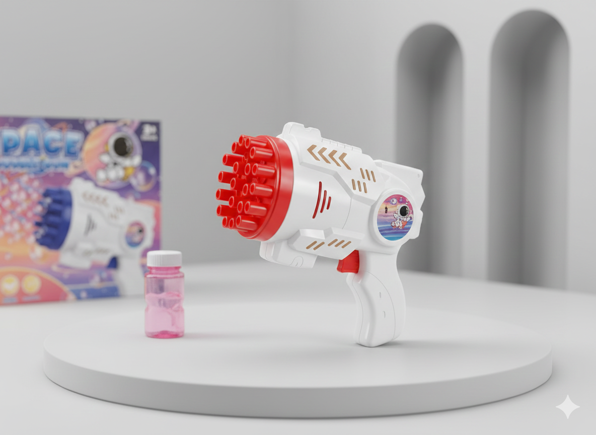 23-Hole Space Bubble Gun Toy – Multi-Bubble Blaster, 3 Colours Mixed