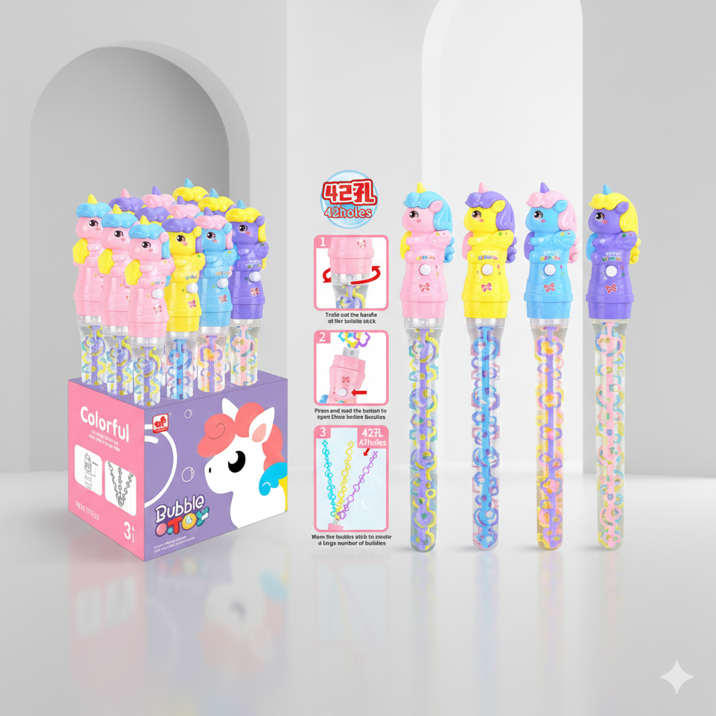 Kids Bubble Stick Set – 12PCS Display Box (4 Colour Assortment)