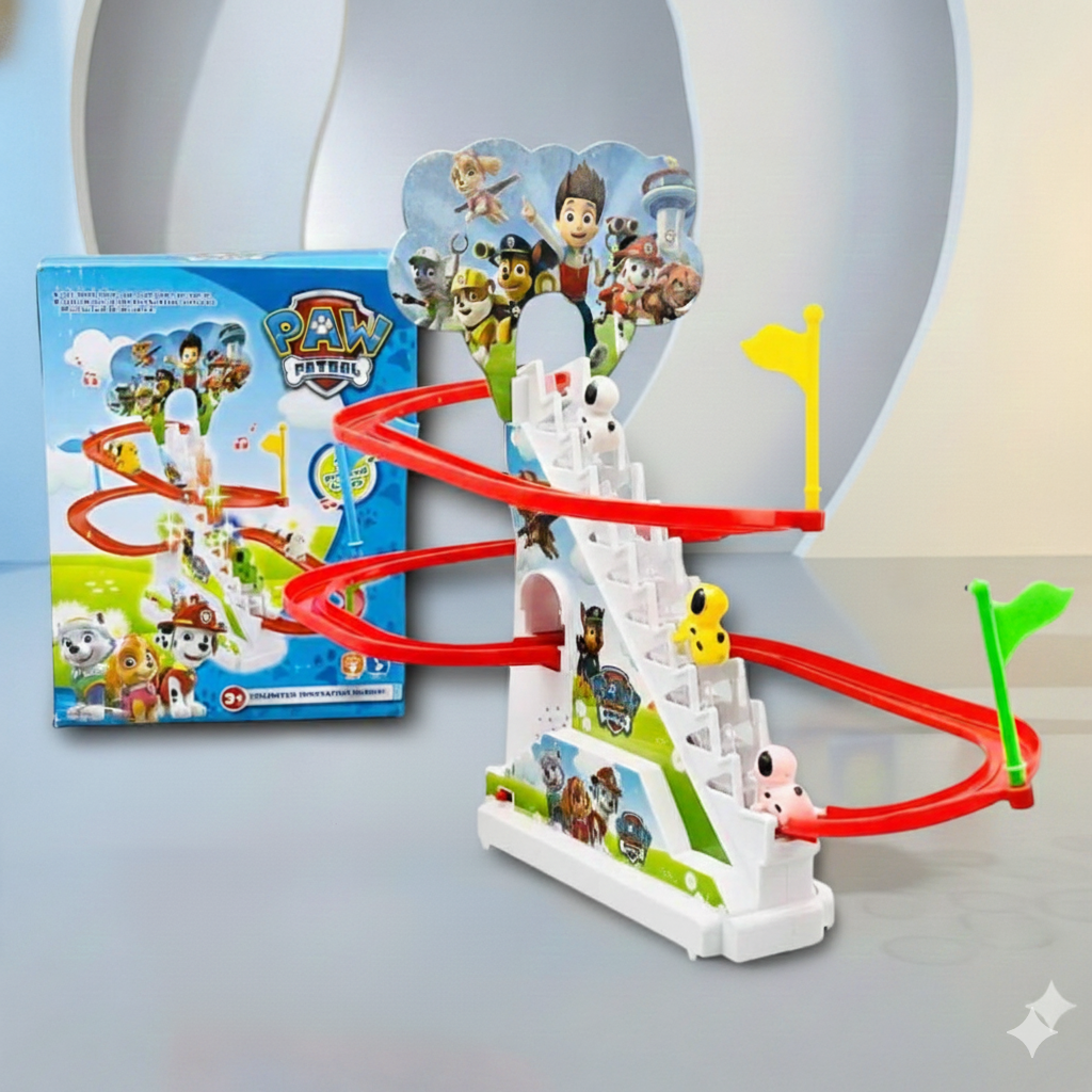 Paw Petrol Dog Chasing Game, Kids Dog Racing Track Climbing Stairs Track For Kids