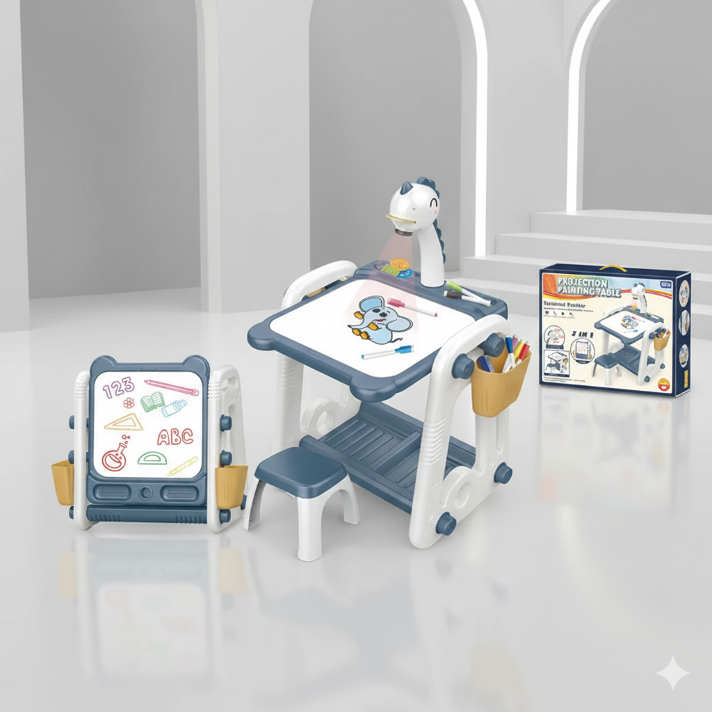 3-in-1 Kids Projection Drawing Table & Art Easel Set