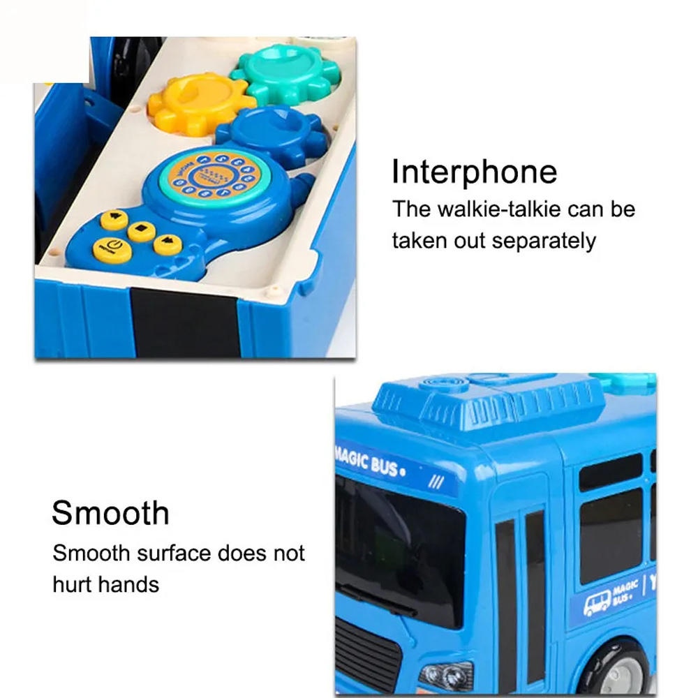 CUTE STONE Bus Car Toy, Kids Play Vehicle with Sound and Light, Simulation Steering Wheel, Musical School Bus Toy for Toddler