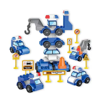 Creative Building Blocks Car Sets Police Car Fire Truck Engineering Vehicle 4 in 1 Transformable Robot 67PCS