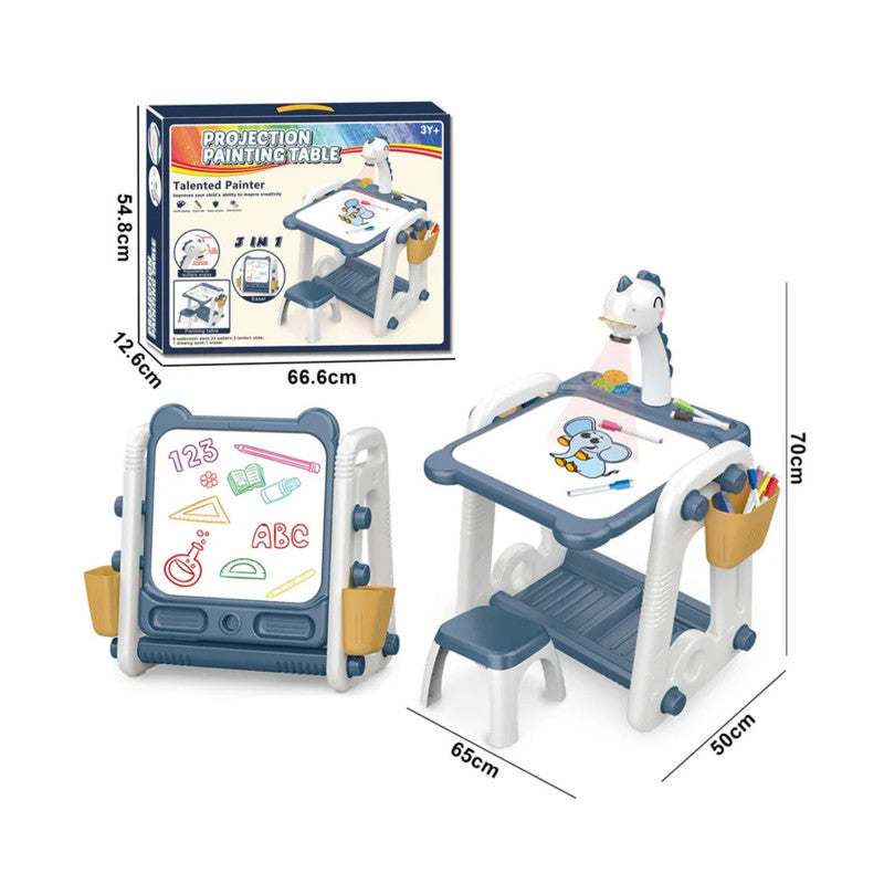 3-in-1 Kids Projection Drawing Table & Art Easel Set