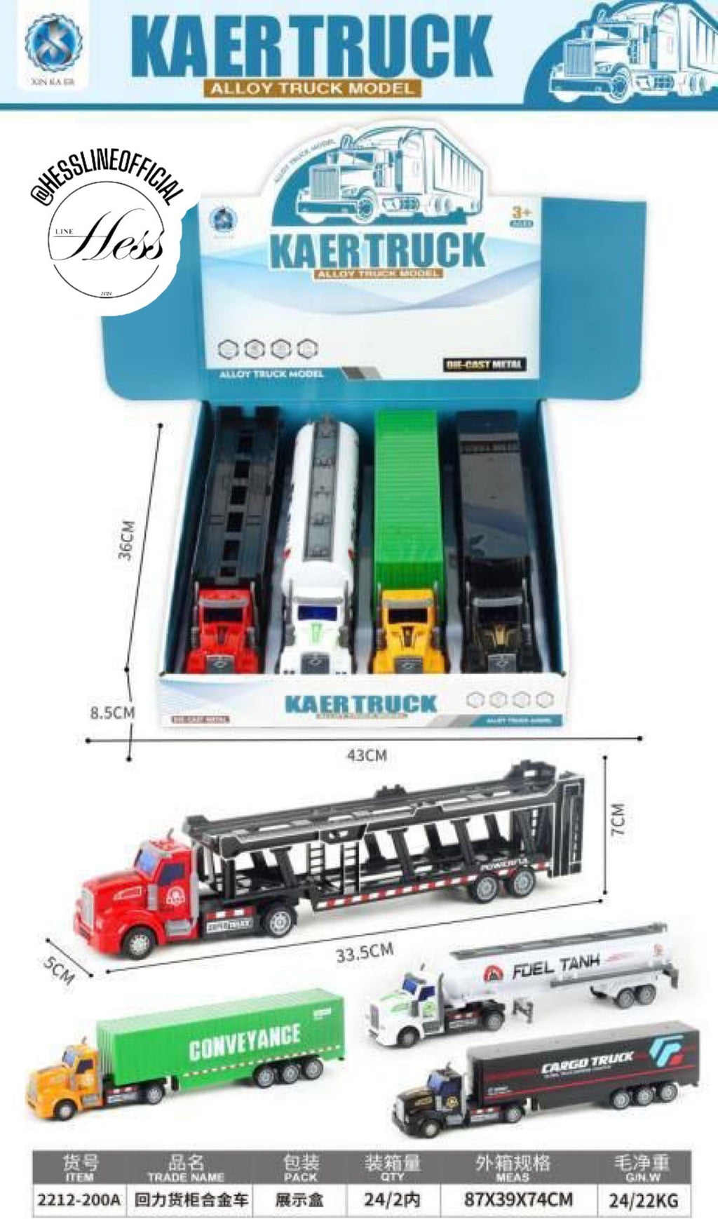 KAERTRUCK Die-Cast Alloy Truck Set – 4 PCS Assorted (Display Box)