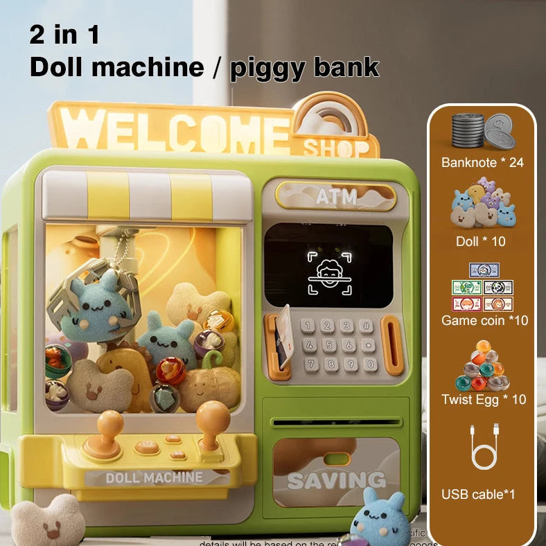 2 IN 1 ATM & DOLL MACHINE, WHITE, W/LIGHT AND MUSIC, W/OUT 4*AA AND USB WIRE, PB