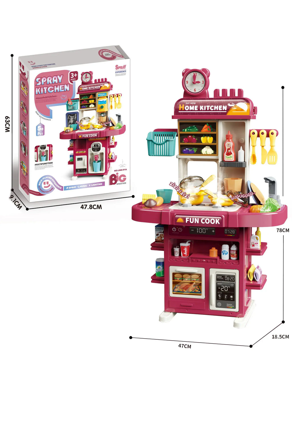 Deluxe Kids Play Kitchen Set – Pretend Cooking Toy