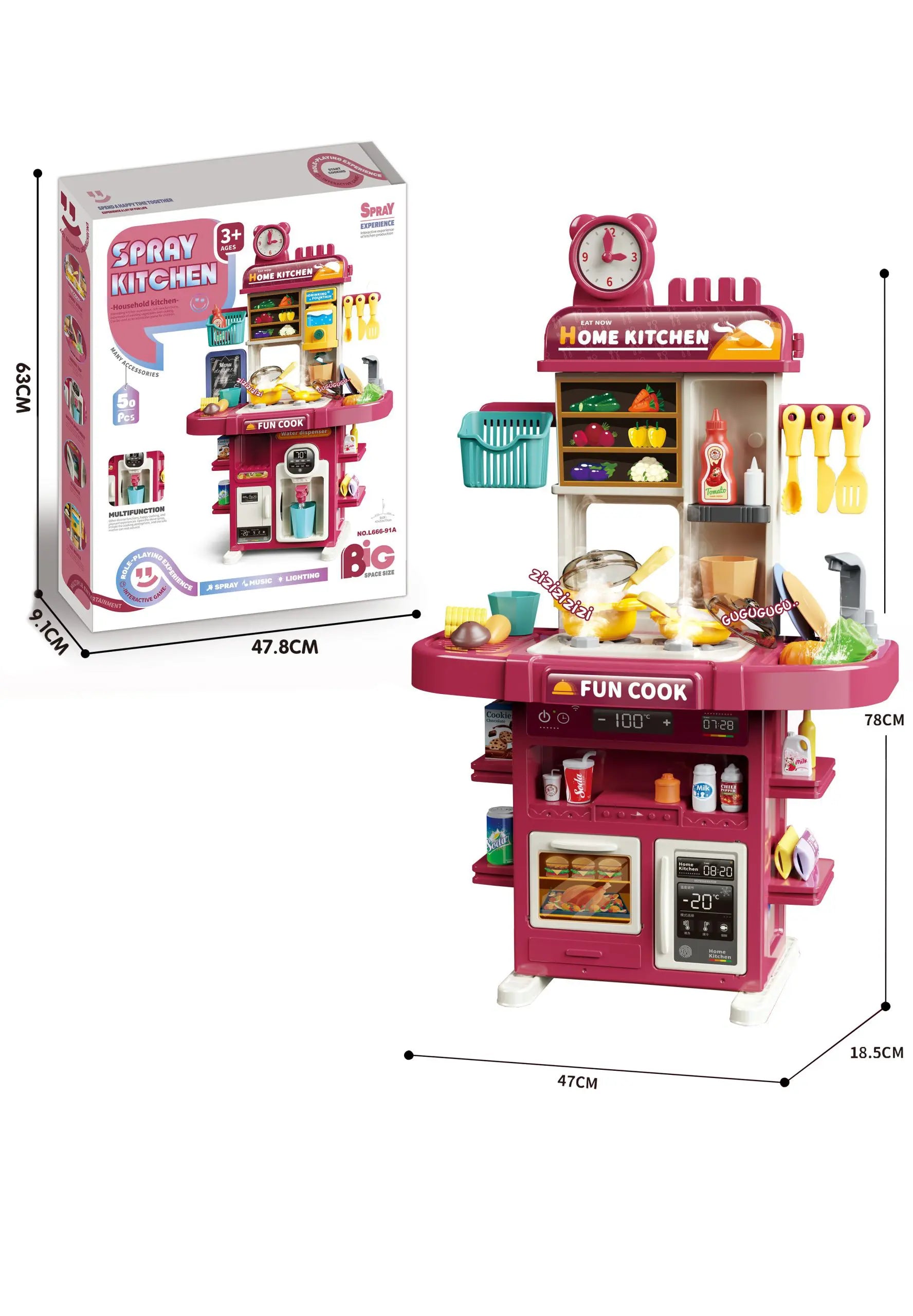 Deluxe Kids Play Kitchen Set – Pretend Cooking Toy