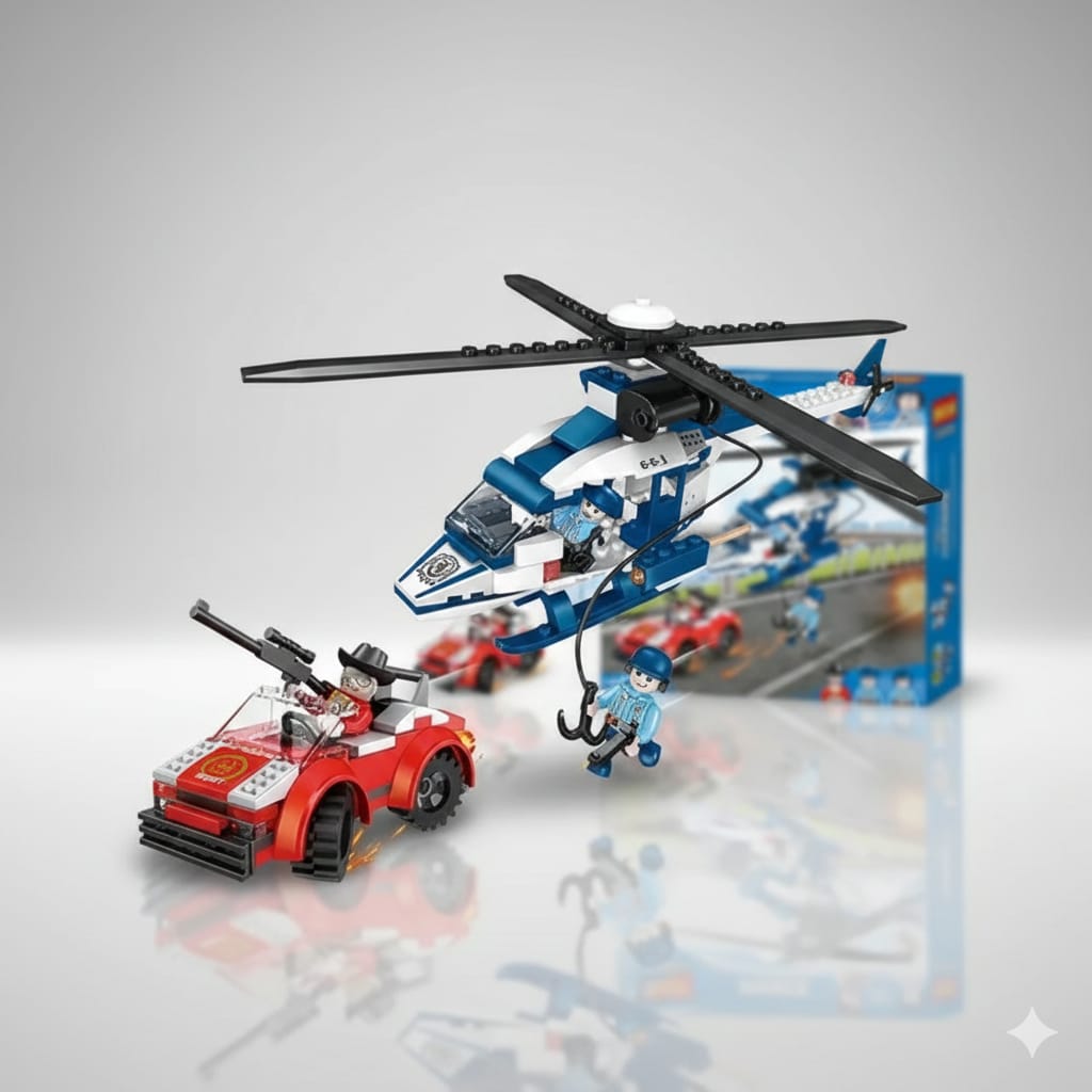 Thrilling Police Chase Building Block Set COGO City Action Play