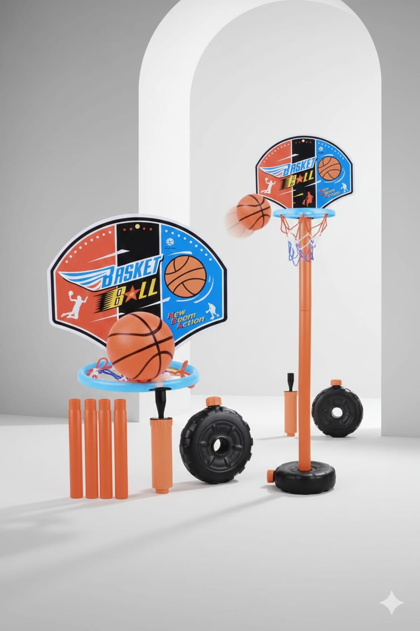 Kids Adjustable Basketball Hoop Set with Ball – Indoor & Outdoor Play (15 cm Hoop)