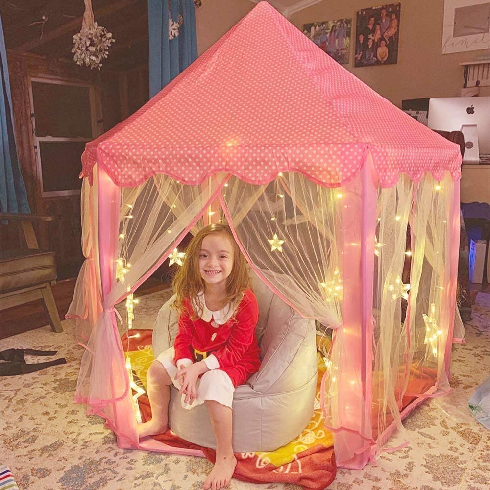 Kids Princess Castle Tent – Magical Fairy Pop-Up Playhouse for Girls | Indoor & Outdoor Play Tent House 125x98x130cm