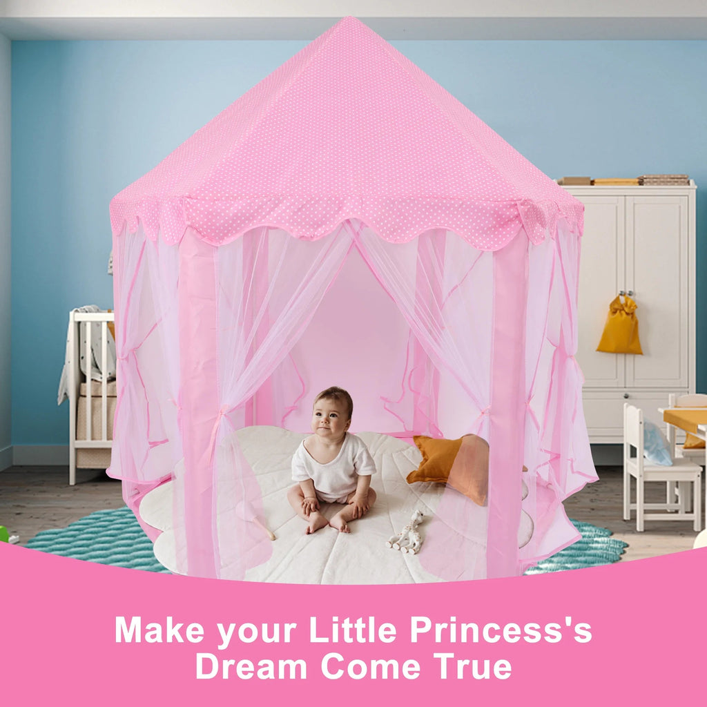 Kids Princess Castle Tent – Magical Fairy Pop-Up Playhouse for Girls | Indoor & Outdoor Play Tent House 125x98x130cm