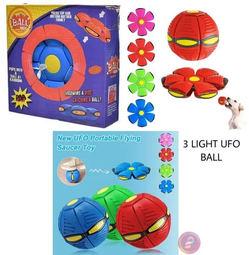 Magic Flying Saucer Ball Frisbee Deformation UFO Football Flat Throw Disc with 3 LED Light Flying Toys