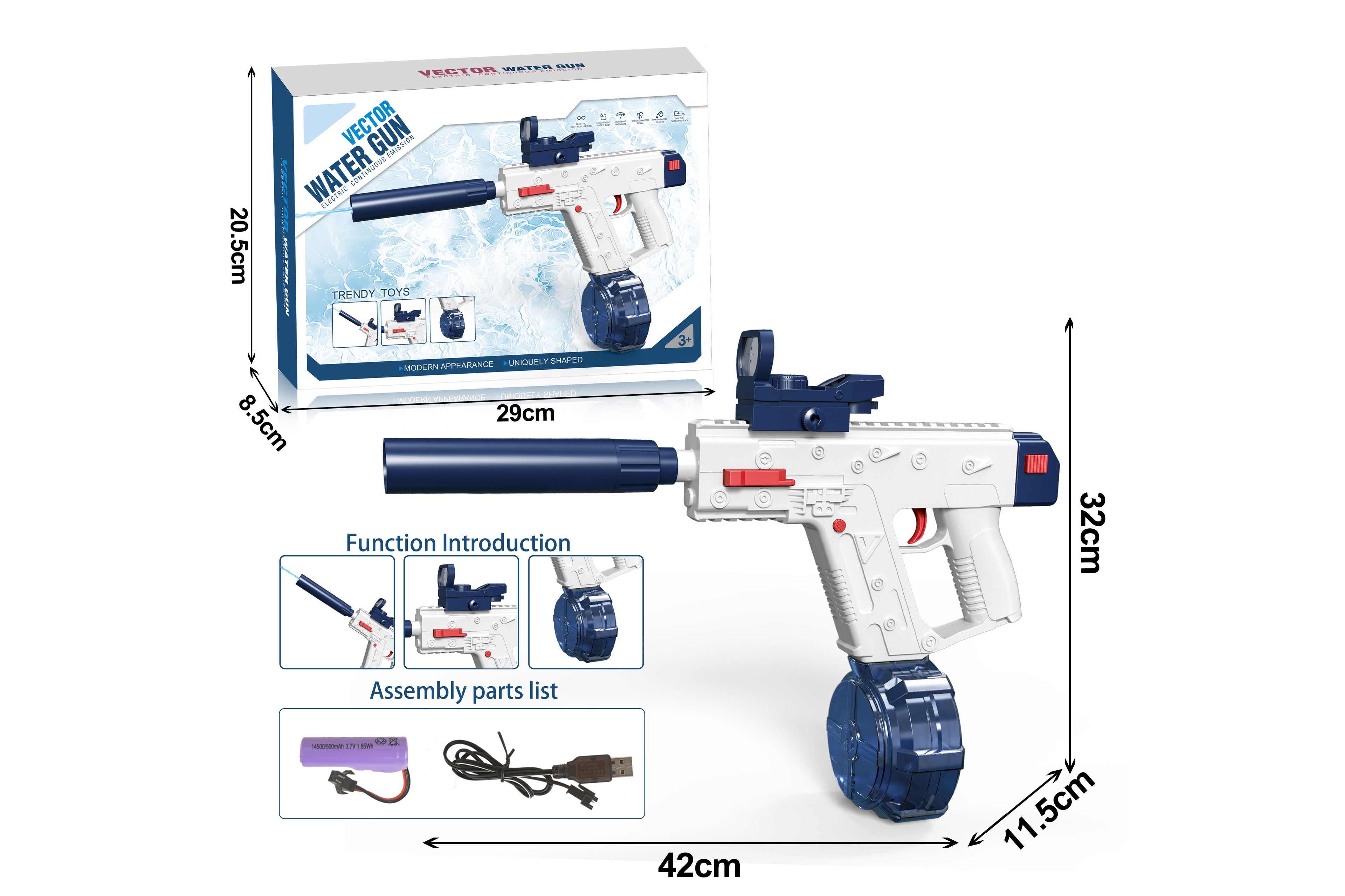 VECTOR Electric water pistol for children and adults