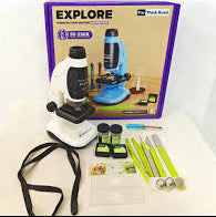 Explore Science Microscope Set – Blue | With 7 LR44 Batteries | P.Box