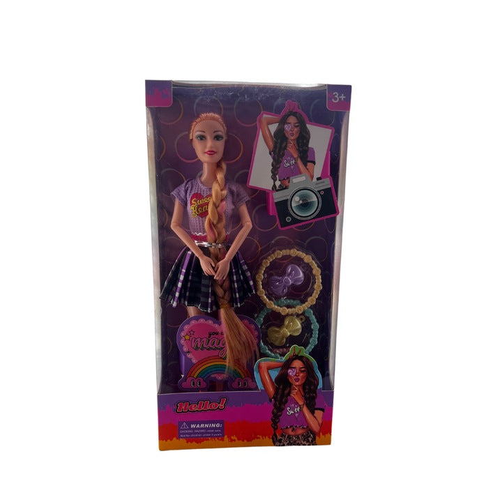 Beautiful Fashion Doll With Long Hairs And Makeup Accessories Collection Toy For Girls
