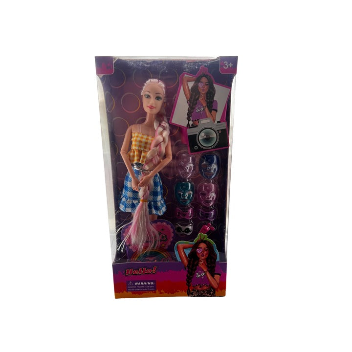 Beautiful Fashion Doll With Long Hairs And Makeup Accessories Collection Toy For Girls