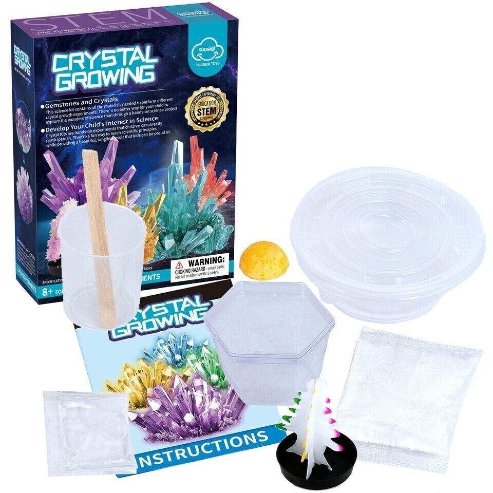 Crystal Growing Kit for Kids Science Experiments Educational Toy, 6 Different Crystal Growth Experiments