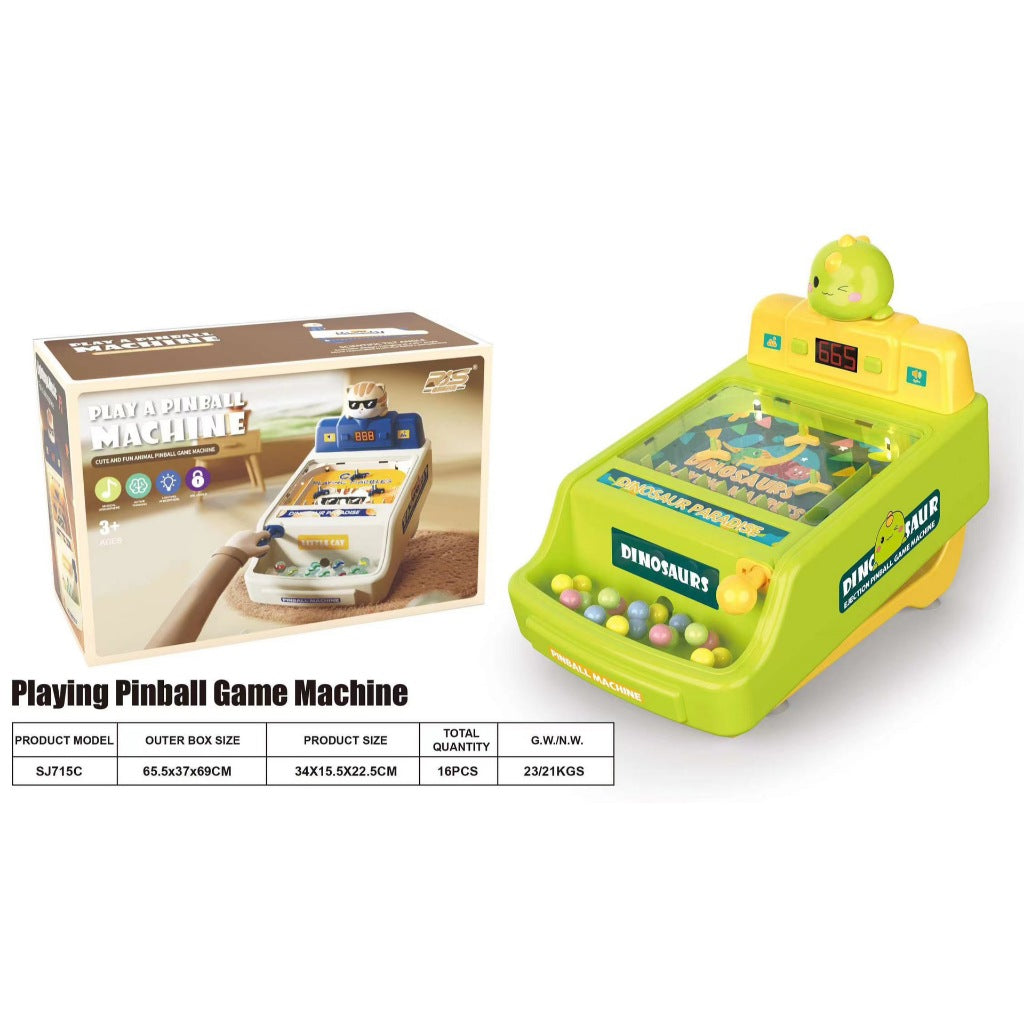 Kids Pinball Game Machine – With Light & Music | Dinosaur Theme | P.Box